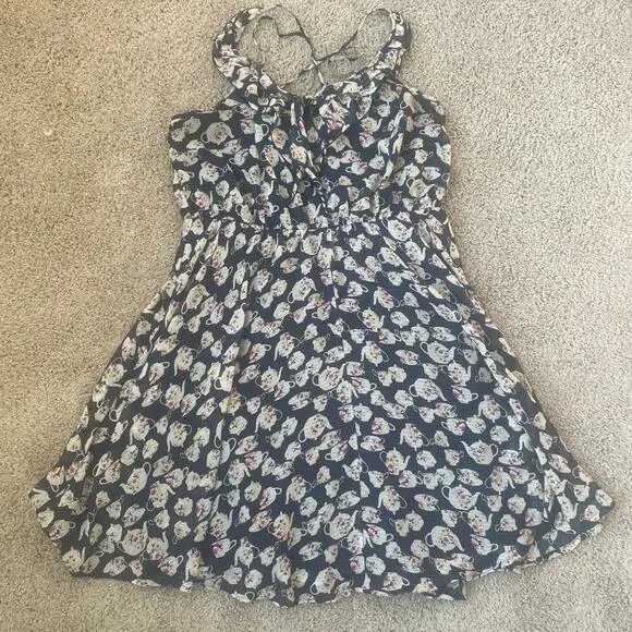 Lauren Conrad Disney Alice in Wonderland Floral Teapot Teacup Sundress Sz L - Picture 12 of 16